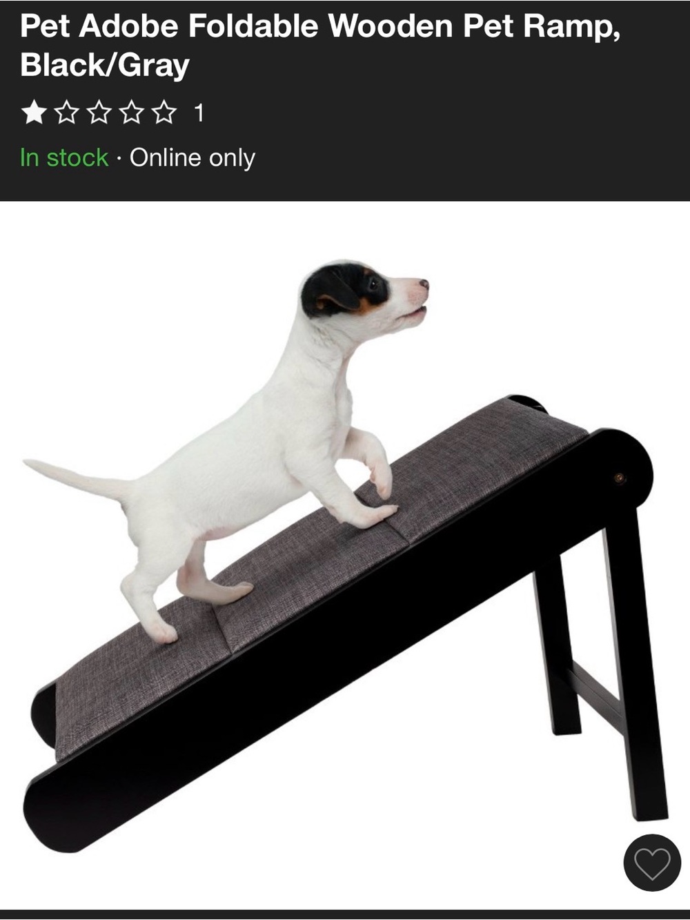 Foldable Wooden Pet Ramp - Deep Brown or Espresso Frame with Gray Tread